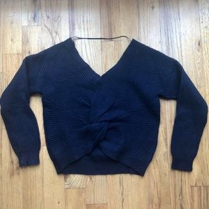 Cropped Anthro Sweater with Twisted Back